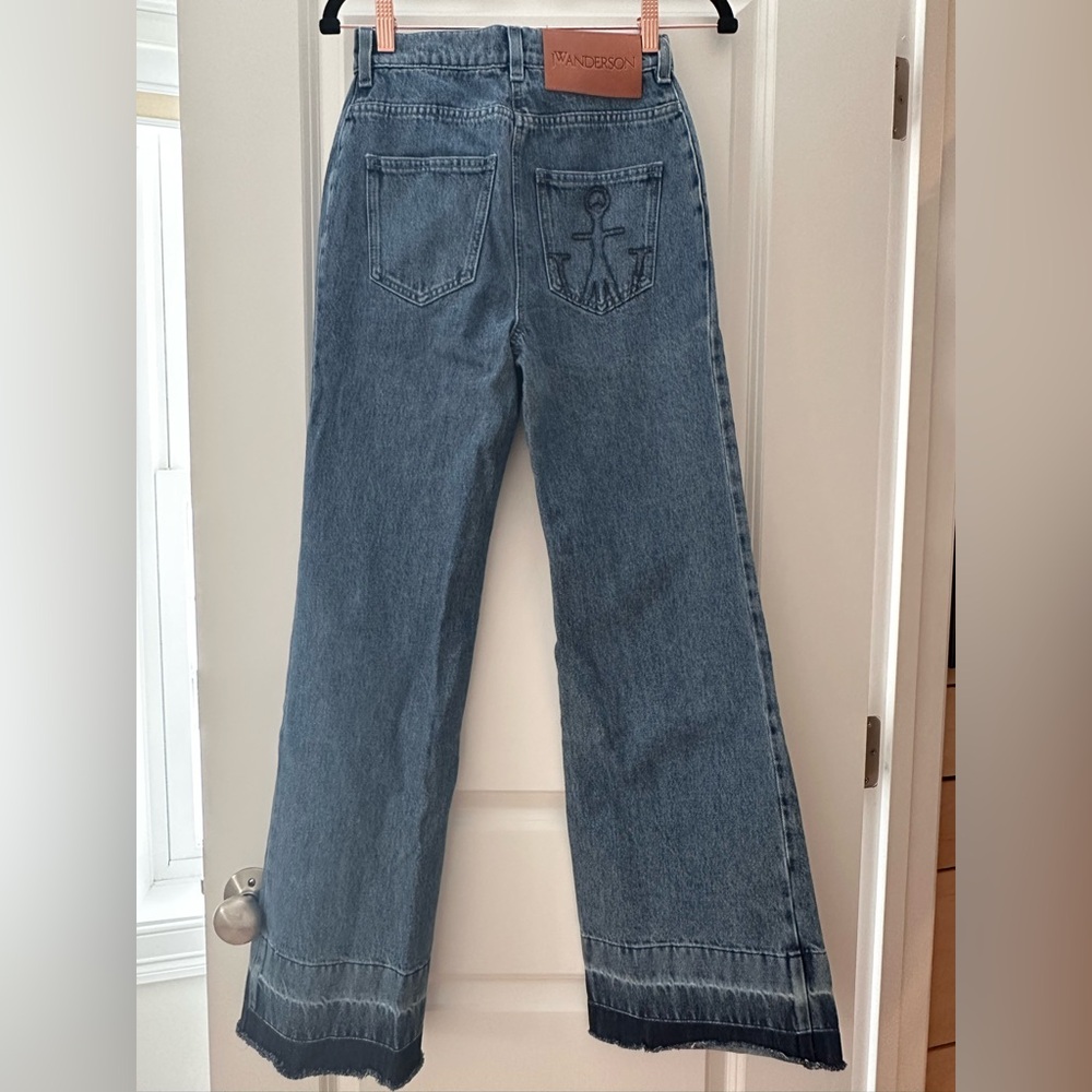 JW Anderson Flared Logo Embroidered Jeans - Blue - Picture 4 of 6
